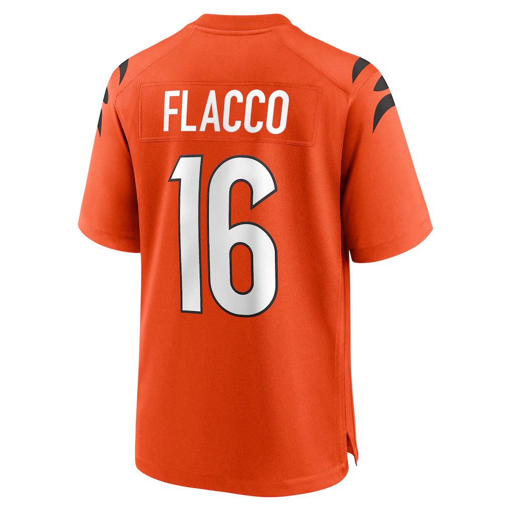 Blackjersey C.Bengals #16 Joe Flacco Player Orange Home Game Stitched Jerseys