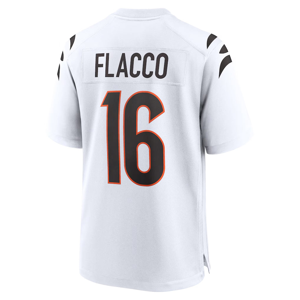Blackjersey C.Bengals #16 Joe Flacco Player White Home Game Stitched Jerseys
