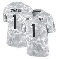 Blackjersey C.Bengals #1 Ja'Marr Chase Player Arctic Camo Salute to Service Limited Stitched Jerseys