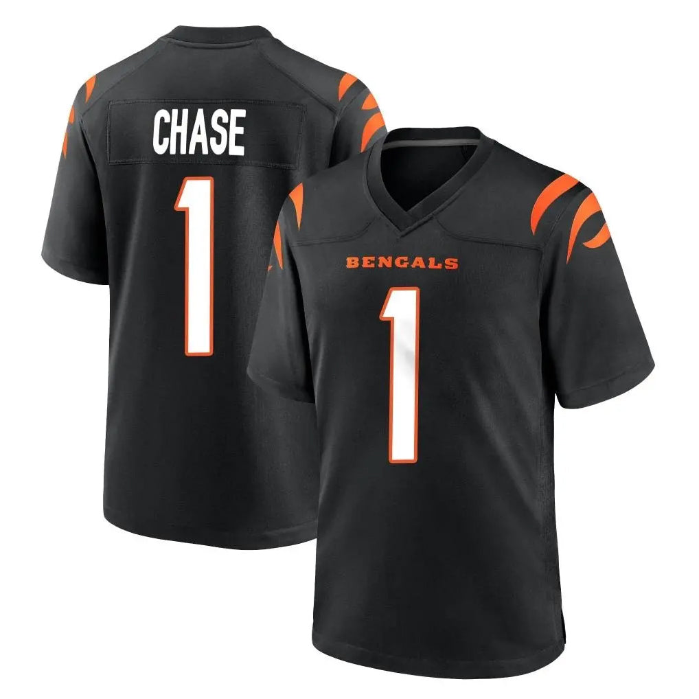 Blackjersey C.Bengals #1 Ja'Marr Chase Player Black Home Game Stitched Jerseys