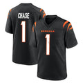 Blackjersey C.Bengals #1 Ja'Marr Chase Player Black Home Game Stitched Jerseys