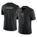 Blackjersey C.Bengals #1 Ja'Marr Chase Player Black Reflective Limited Game Stitched Jerseys