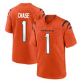 Blackjersey C.Bengals #1 Ja'Marr Chase Player Orange Home Game Stitched Jerseys