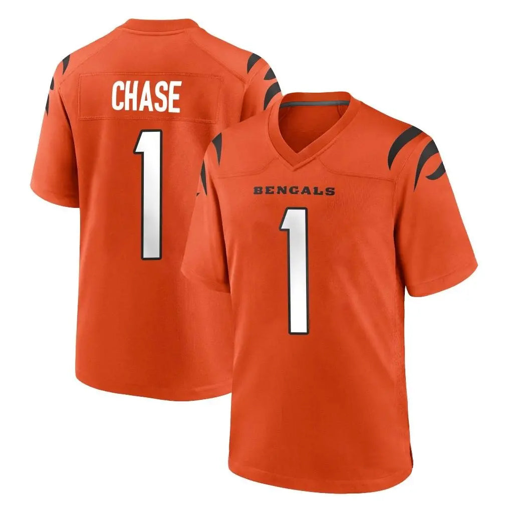 Blackjersey C.Bengals #1 Ja'Marr Chase Player Orange Home Game Stitched Jerseys