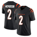 Blackjersey C.Bengals #2 Evan McPherson Player Black Vapor F.U.S.E. Limited Home Game Stitched Jerseys