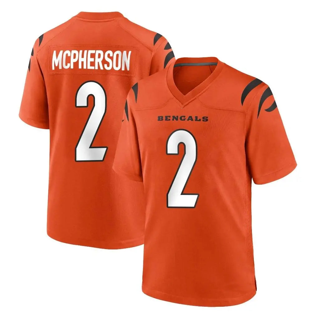 Blackjersey C.Bengals #2 Evan McPherson Player Orange Home Game Stitched Jerseys