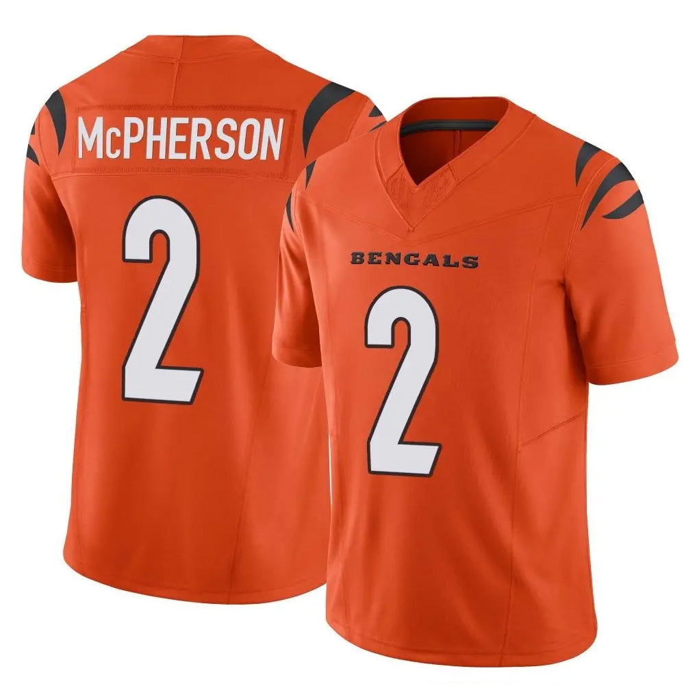 Blackjersey C.Bengals #2 Evan McPherson Player Orange Vapor F.U.S.E. Limited Home Game Stitched Jerseys