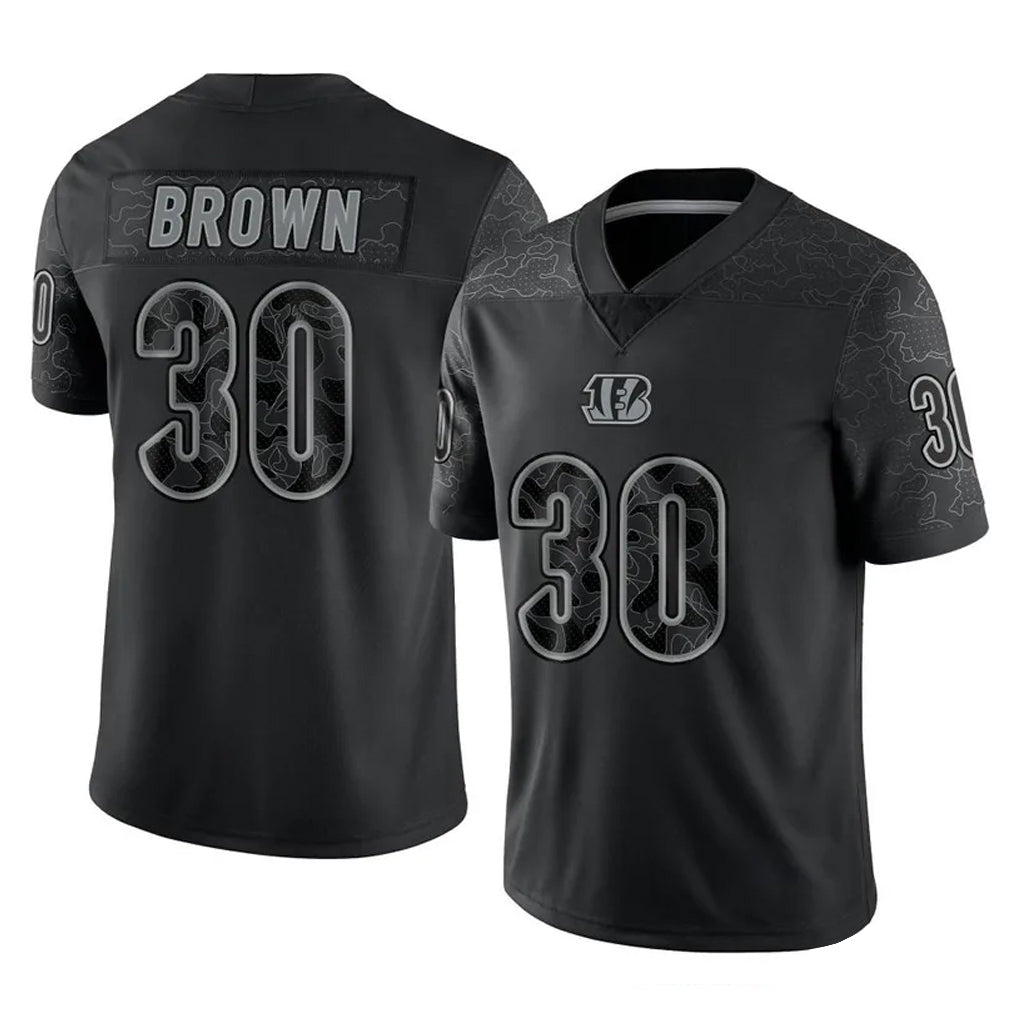 Blackjersey C.Bengals #30 Chase Brown Player Black Reflective Limited Game Stitched Jerseys