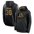 Blackjersey C.Bengals #30 Chase Brown Player Black Salute to Service Pullover Hoodies Limited Stitched Jerseys