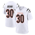 Blackjersey C.Bengals #30 Chase Brown Player White Home Game Stitched Jerseys