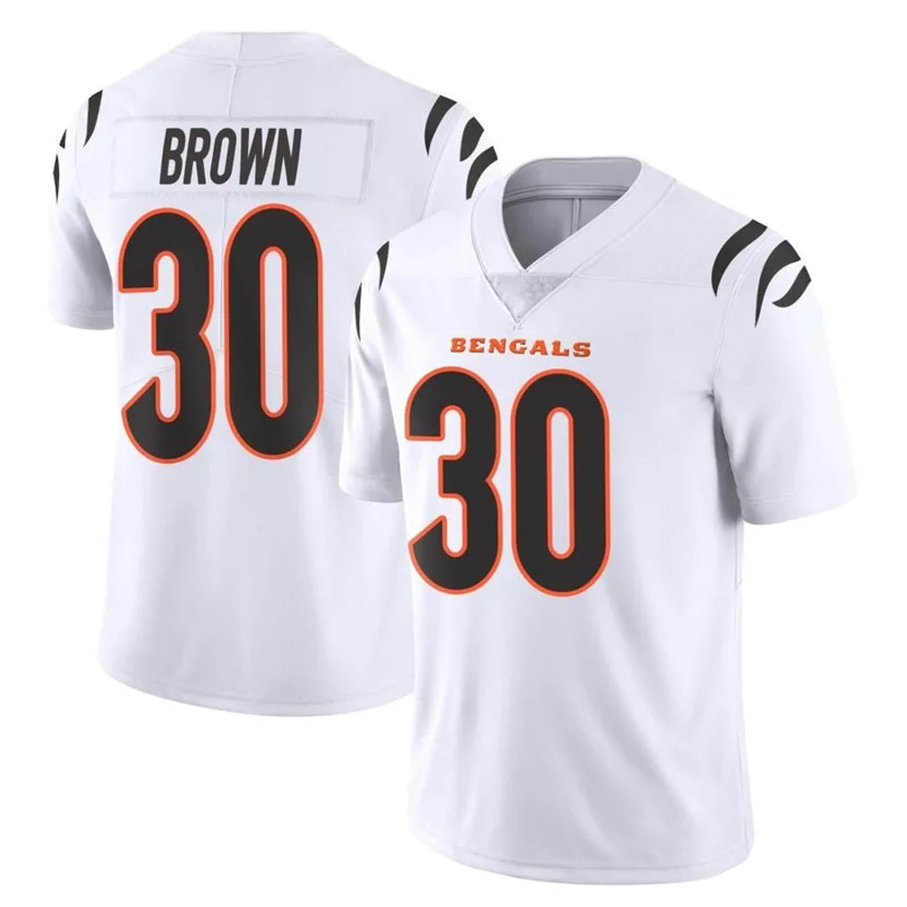 Blackjersey C.Bengals #30 Chase Brown Player White Vapor Untouchable Limited Home Game Stitched Jerseys