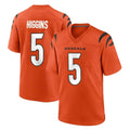 Blackjersey C.Bengals #5 Tee Higgins Player Orange Home Game Stitched Jerseys