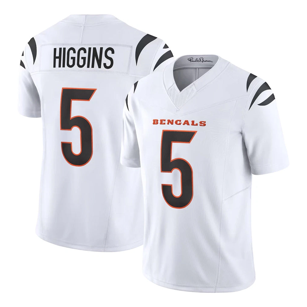 Blackjersey C.Bengals #5 Tee Higgins Player White Vapor F.U.S.E. Limited Home Game Stitched Jerseys