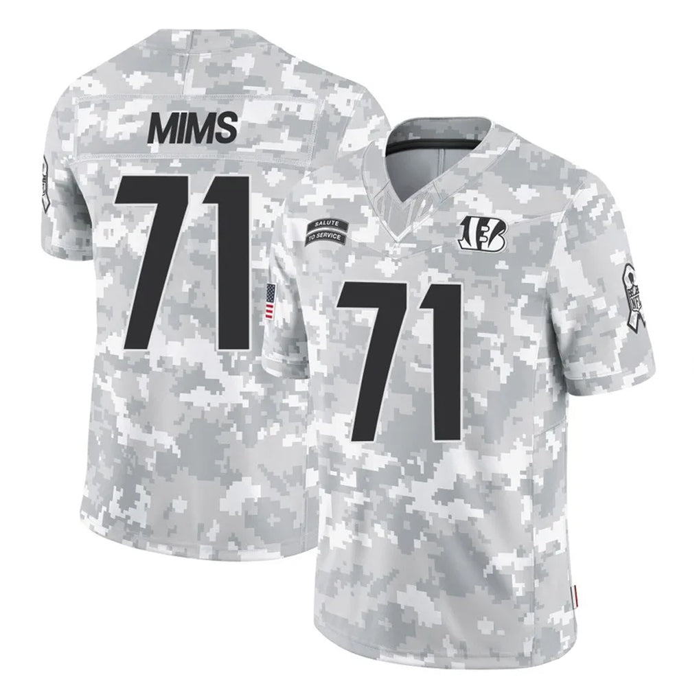 Blackjersey C.Bengals #71 Amarius Mims Player Arctic Camo Salute to Service Limited Stitched Jerseys