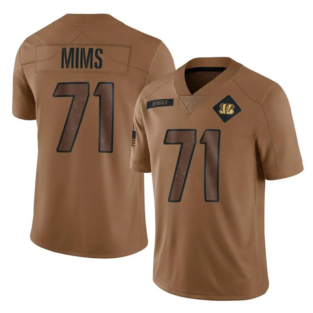 Blackjersey C.Bengals #71 Amarius Mims Player Brown Salute to Service Limited Stitched Jerseys