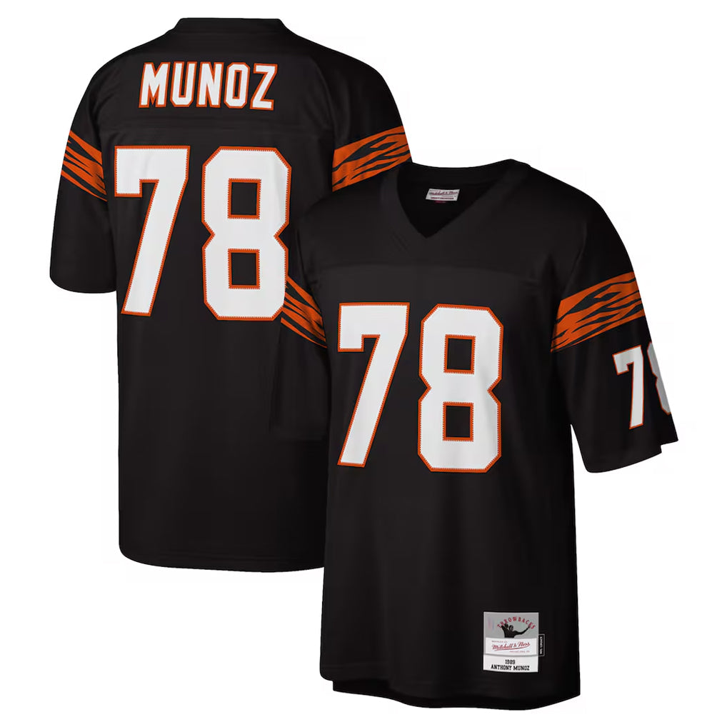 Blackjersey C.Bengals #78 Anthony Mu?oz Player Black Mitchell & Ness Legacy Replica Stitched Jerseys