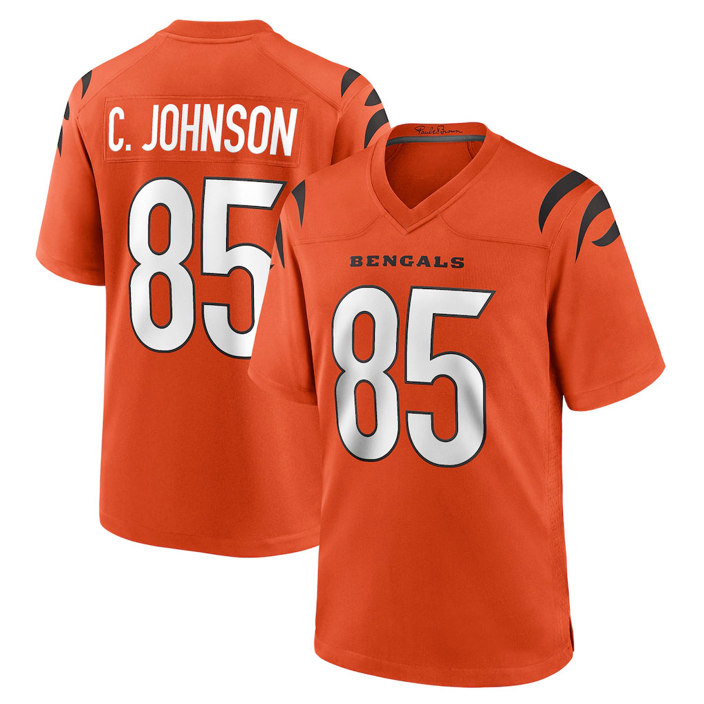 Blackjersey C.Bengals #85 Chad Johnson Player Orange Home Game Stitched Jerseys