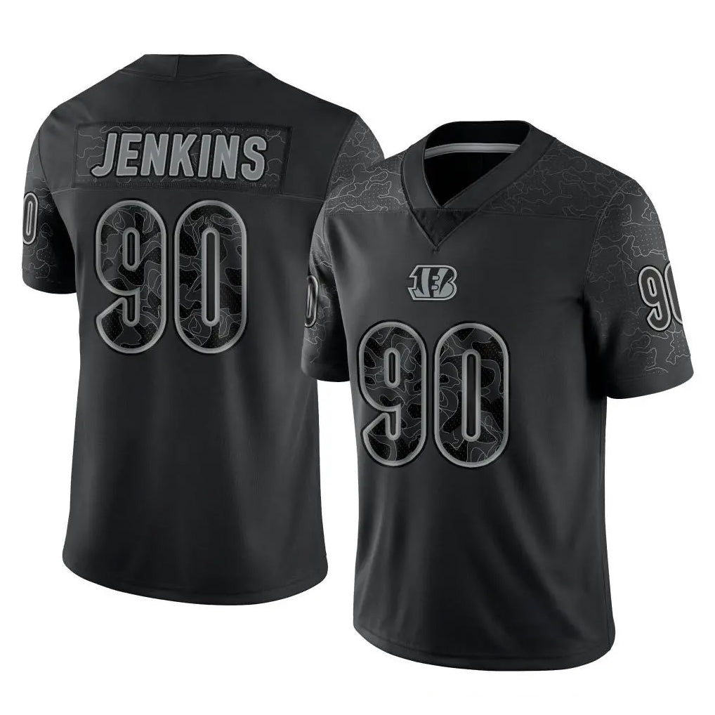 Blackjersey C.Bengals #90 Kris Jenkins Jr Player Black Reflective Limited Game Stitched Jerseys