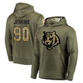 Blackjersey C.Bengals #90 Kris Jenkins Jr Player Olive Salute to Service Pullover Hoodies Home Game Stitched Jerseys