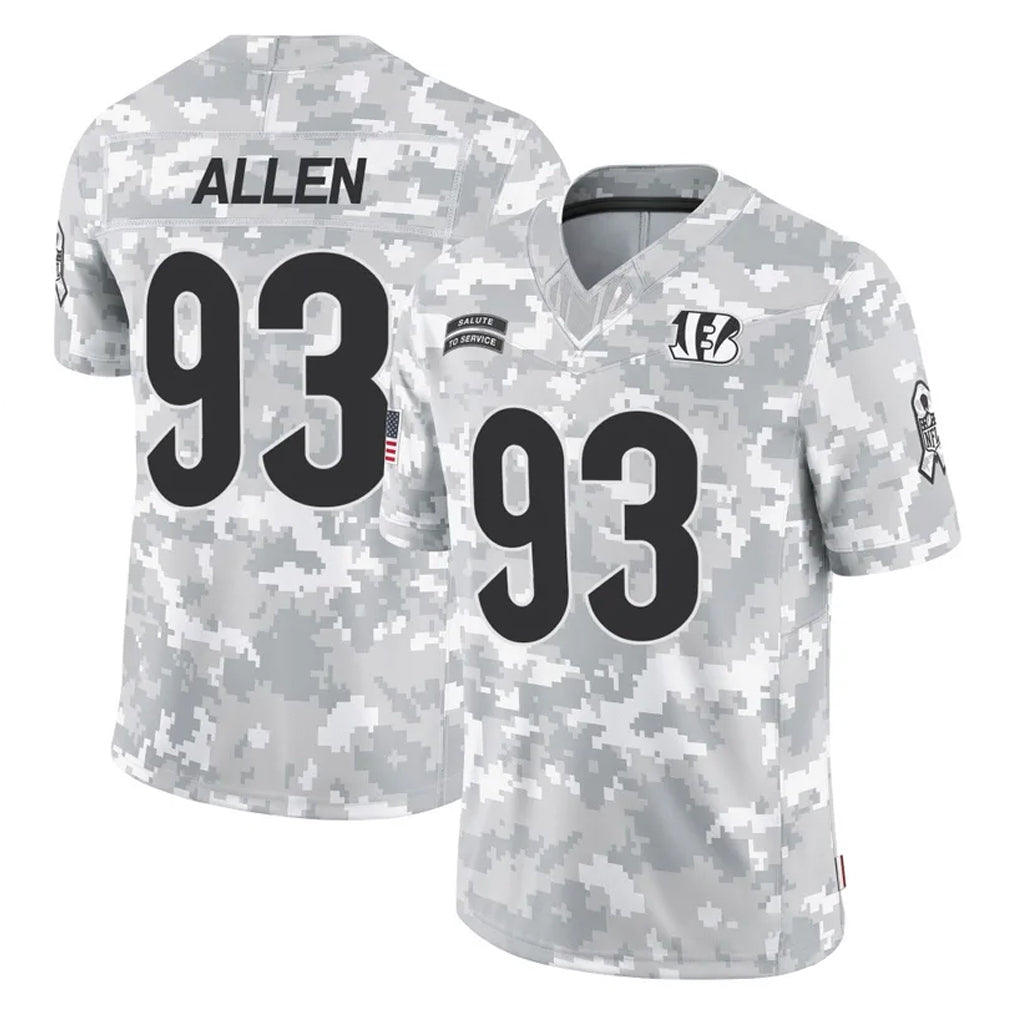 Blackjersey C.Bengals #93 Jonathan Allen Player Arctic Camo Salute to Service Limited Stitched Jerseys