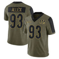 Blackjersey C.Bengals #93 Jonathan Allen Player Olive Salute to Service Game Stitched Jerseys