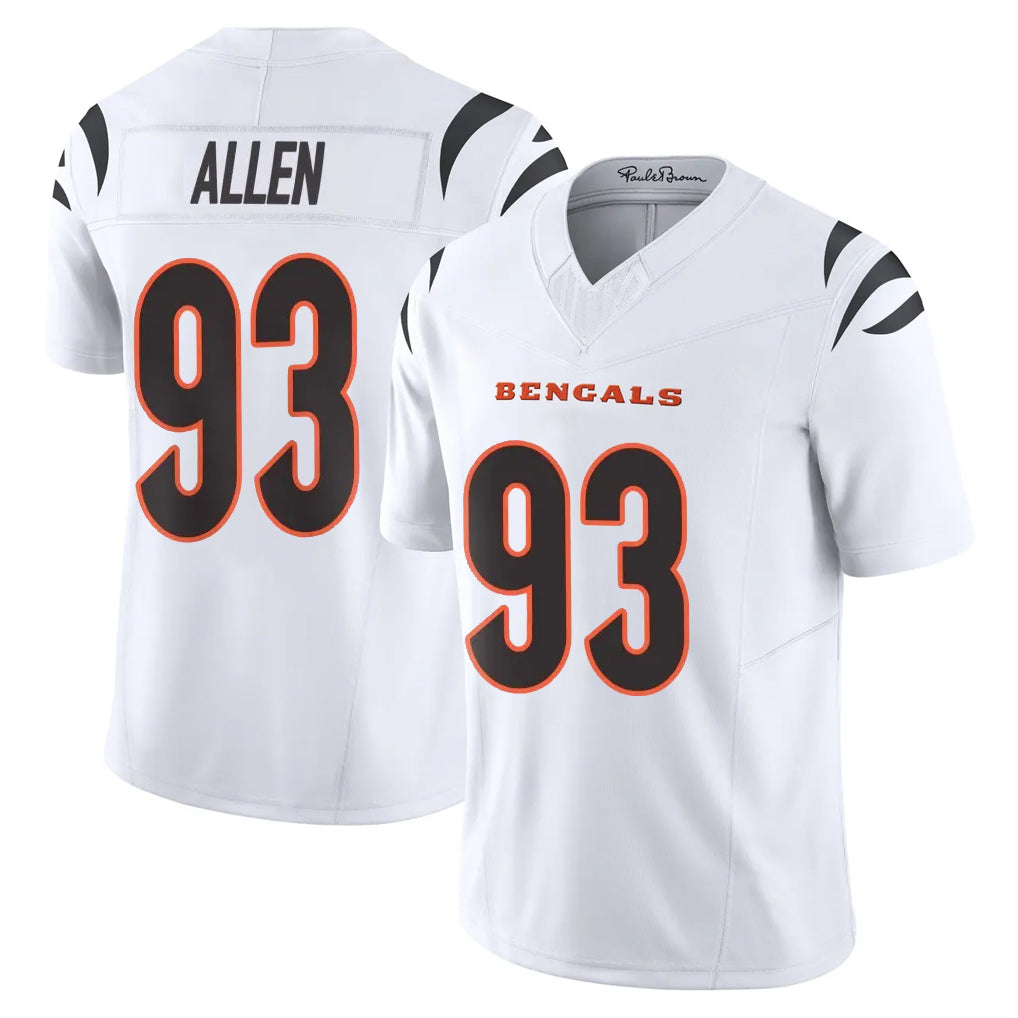 Blackjersey C.Bengals #93 Jonathan Allen Player White Vapor F.U.S.E. Limited Home Game Stitched Jerseys