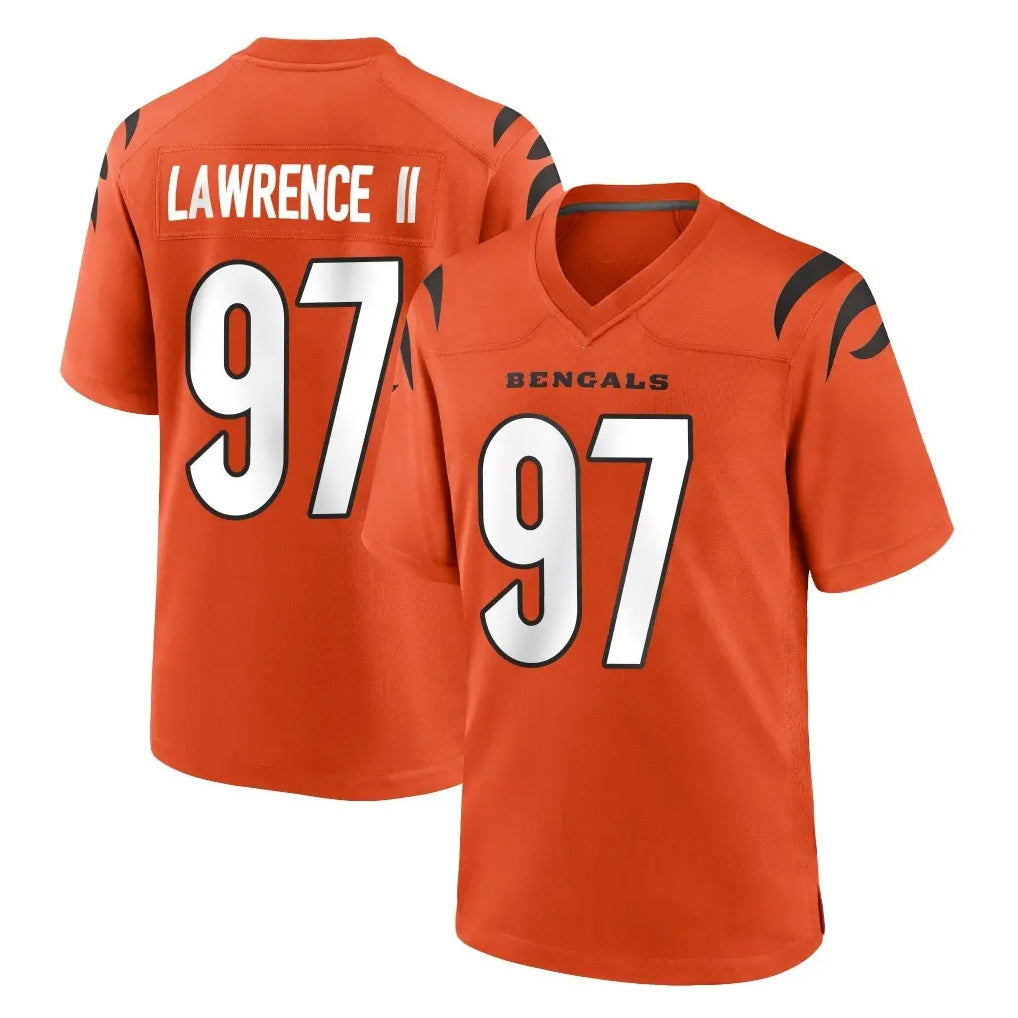 Blackjersey C.Bengals #97 Dexter Lawrence II Player Orange Home Game Stitched Jerseys