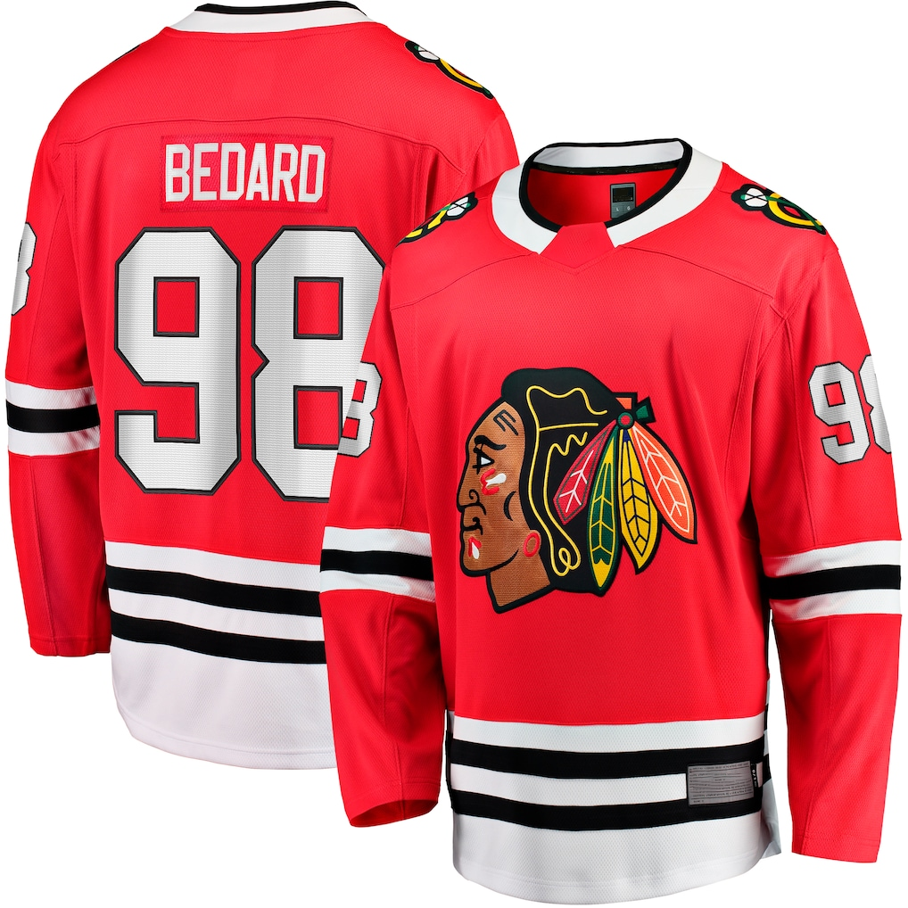 Blackjersey C.Blackhawks #98 Connor Bedard Red Home Breakaway Player Jerseys