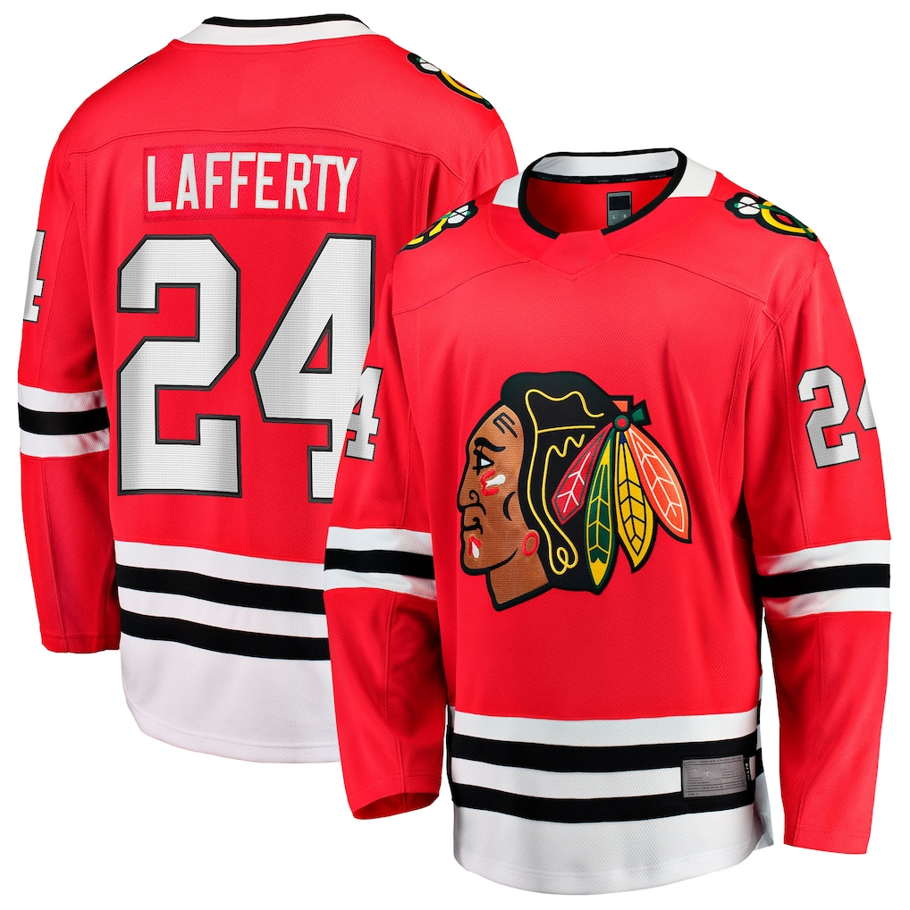 Blackjersey C.Blackhawks #24 Sam Lafferty  Red Home Breakaway Jerseys