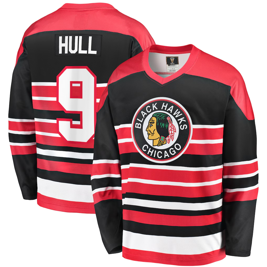 Blackjersey C.Blackhawks #9 Bobby Hull Red Premier Breakaway Retired Player Jerseys