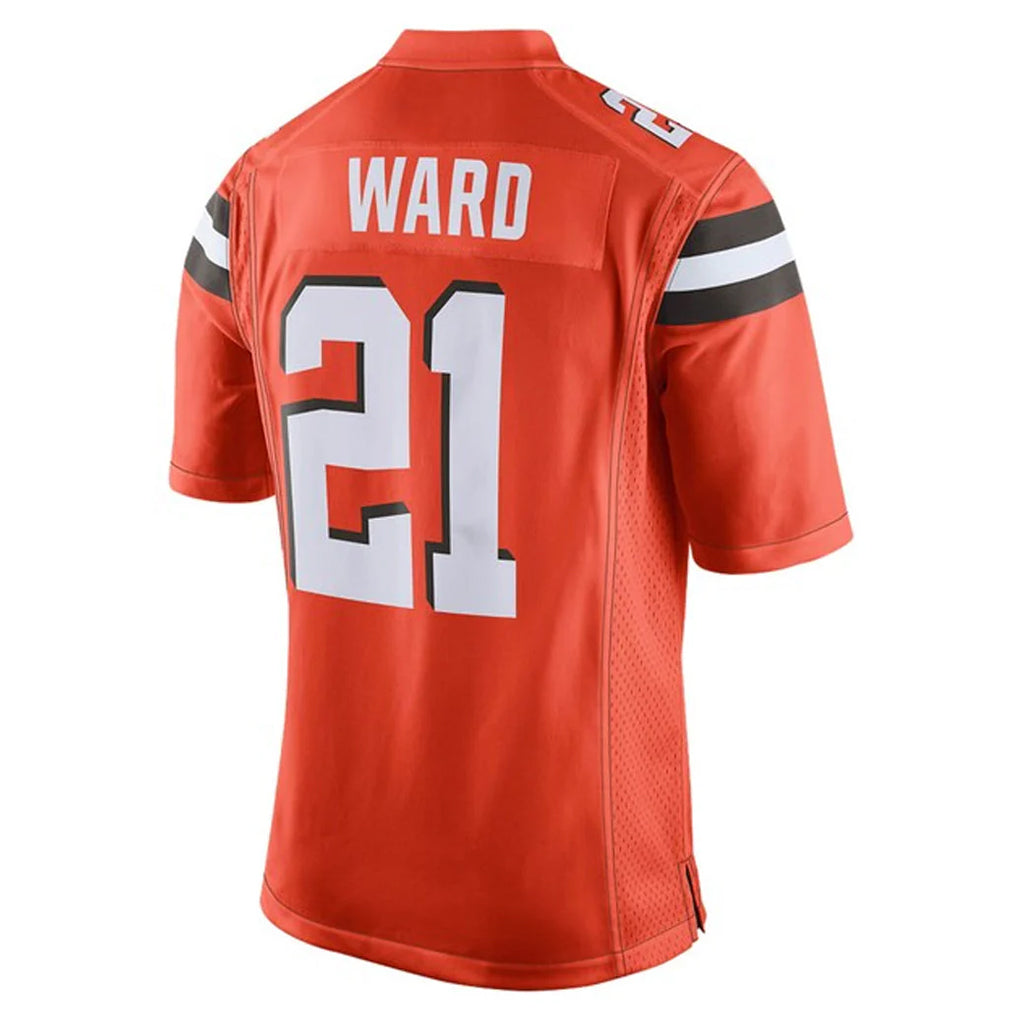 Blackjersey C.Browns #21 Denzel Ward Player Orange Vapor Limited Home Game Stitched Jerseys