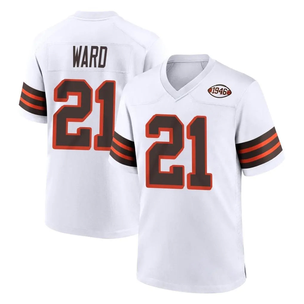 Blackjersey C.Browns #21 Denzel Ward Player White Alternate Home Game Stitched Jerseys