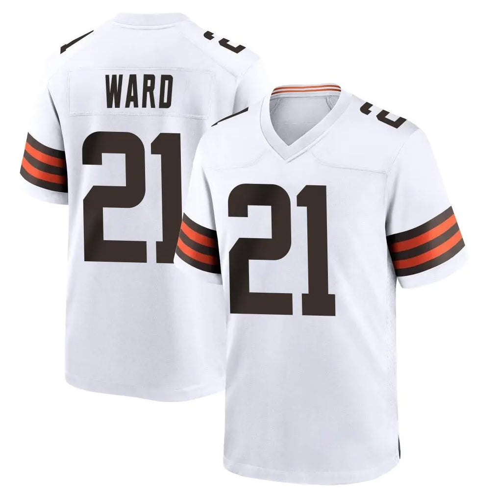 Blackjersey C.Browns #21 Denzel Ward Player White Home Game Stitched Jerseys