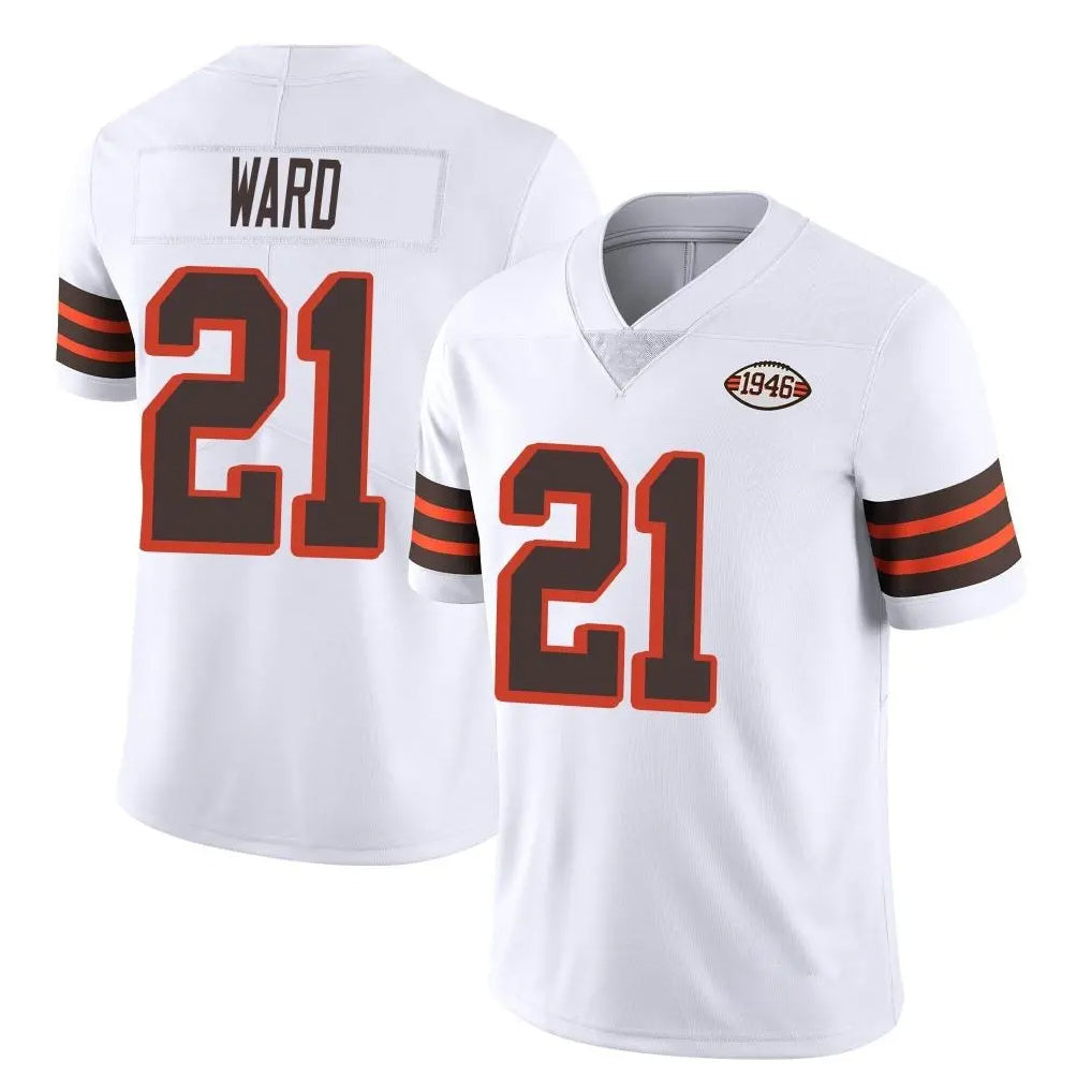 Blackjersey C.Browns #21 Denzel Ward Player White Limited  Vapor 1946 Collection Alternate Game Stitched Jerseys