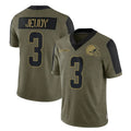 Blackjersey C.Browns #3 Jerry Jeudy Player Olive Salute to Service Limited Home Game Stitched Jerseys