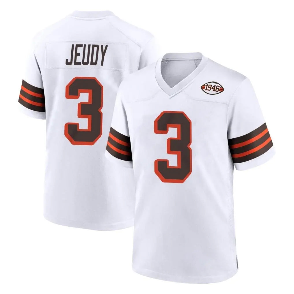Blackjersey C.Browns #3 Jerry Jeudy Player White Alternate Home Game Stitched Jerseys