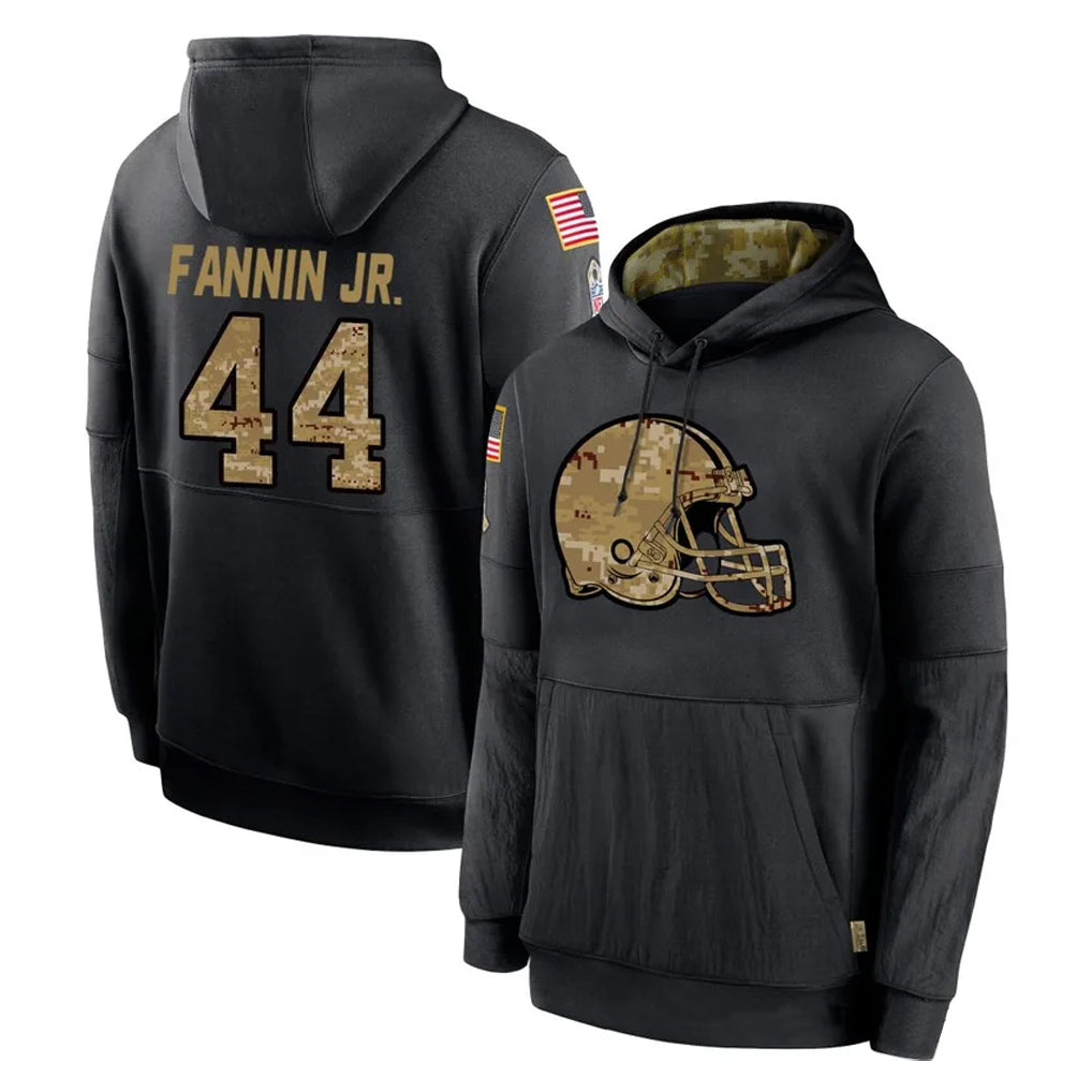 Blackjersey C.Browns #44 Harold Fannin Jr. Player Black Salute to Service Pullover Hoodies Limited Stitched Jerseys