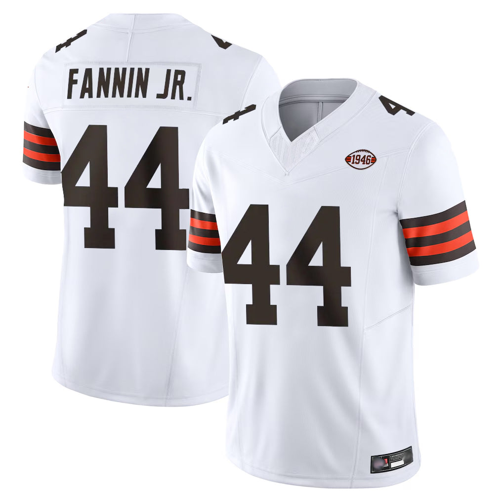 Blackjersey C.Browns #44 Harold Fannin Jr. Player White Vapor F.U.S.E. Limited Home Game Stitched Jerseys