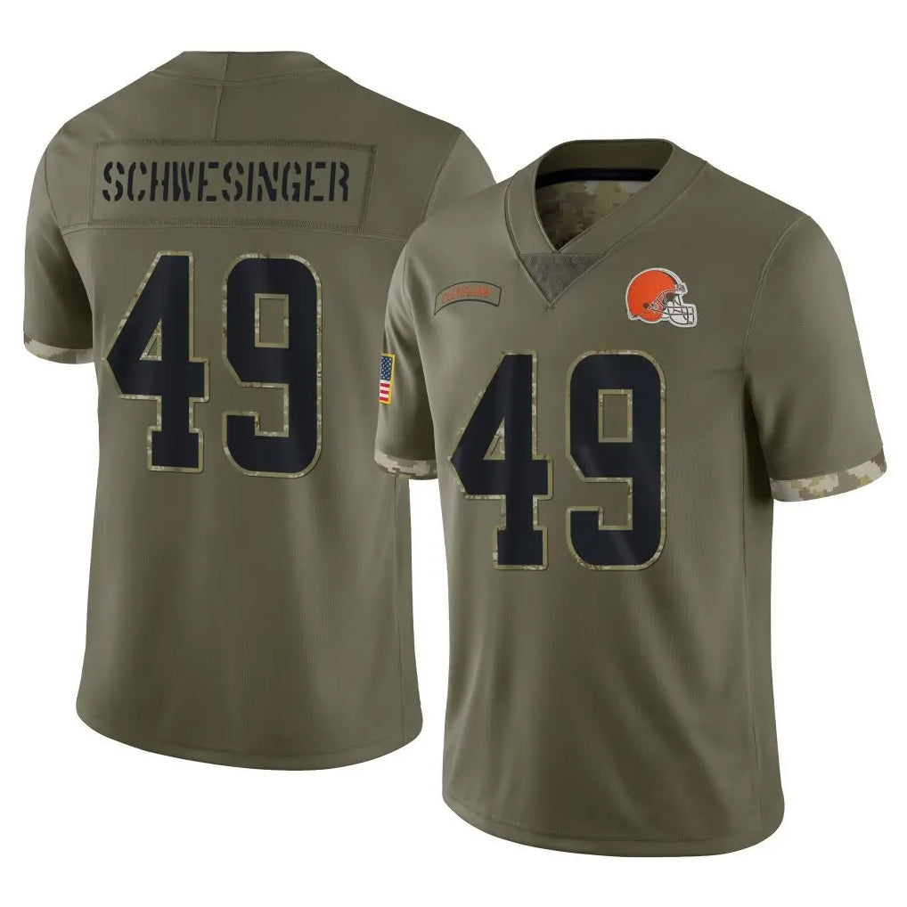 Blackjersey C.Browns #49 Carson Schwesinger Player Olive Salute to Service Limited Game Stitched Jerseys