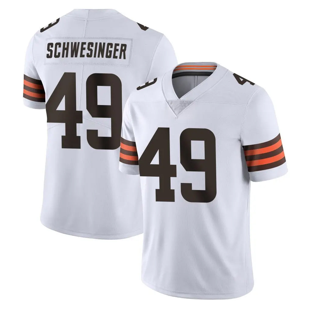 Blackjersey C.Browns #49 Carson Schwesinger Player White Vapor Untouchable Limited Home Game Stitched Jerseys