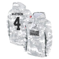 Blackjersey C.Browns #4 Deshaun Watson Player Arctic Camo Salute to Service Hoodies Limited Game Stitched Jerseys