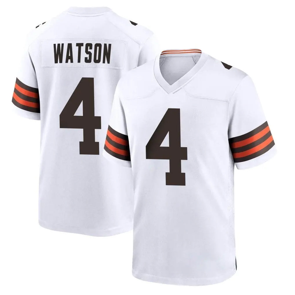 Blackjersey C.Browns #4 Deshaun Watson Player White Home Game Stitched Jerseys