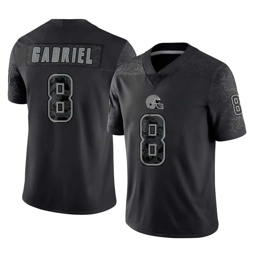 Blackjersey C.Browns #8 Dillon Gabriel Player Black Reflective Home Game Stitched Jerseys