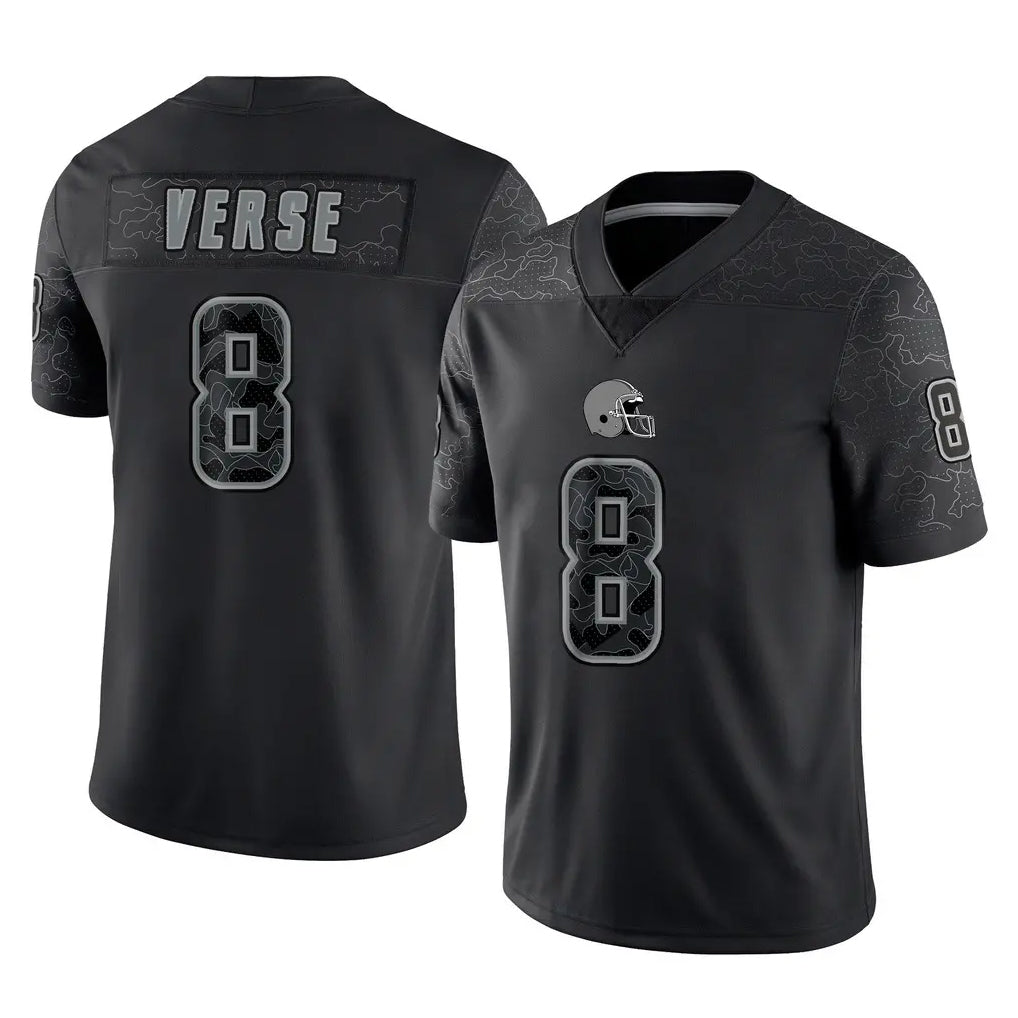 Blackjersey C.Browns #8 Jared Verse Player Black Reflective Home Game Stitched Jerseys