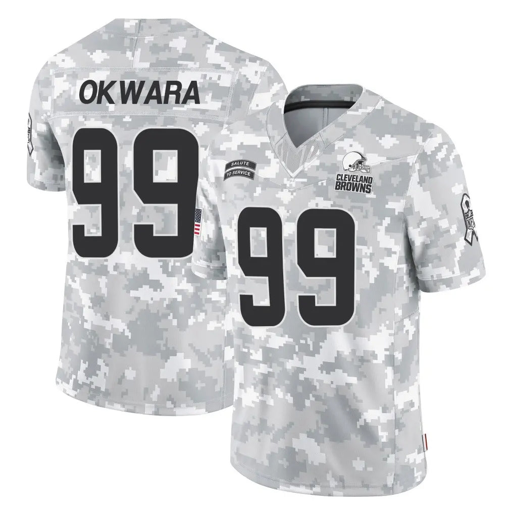 Blackjersey C.Browns #99 Julian Okwara Player Arctic Camo Salute to Service Limited Home Game Stitched Jerseys