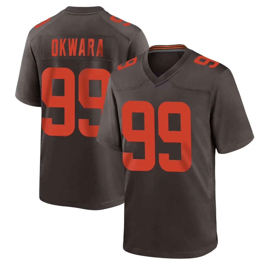Blackjersey C.Browns #99 Julian Okwara Player Brown Alternate Home Game Stitched Jerseys