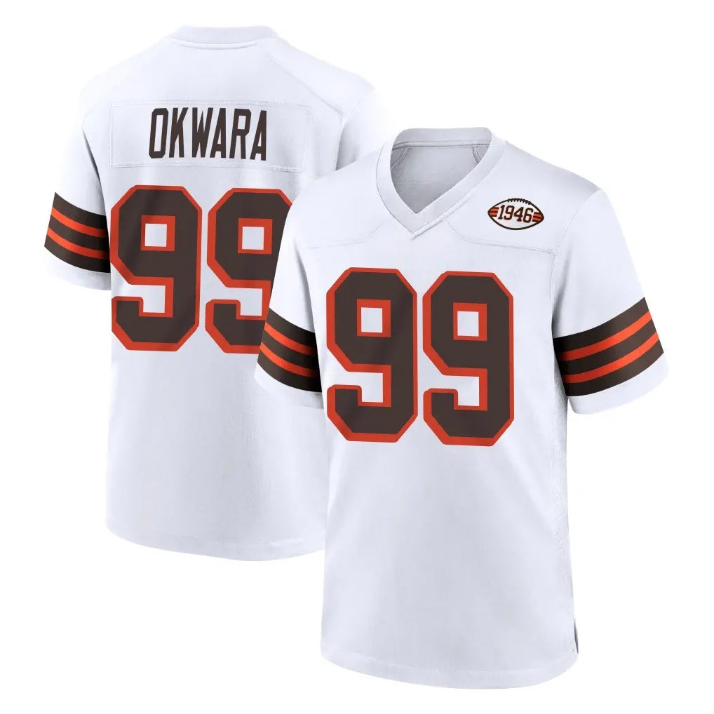Blackjersey C.Browns #99 Julian Okwara Player White Alternate Home Game Stitched Jerseys