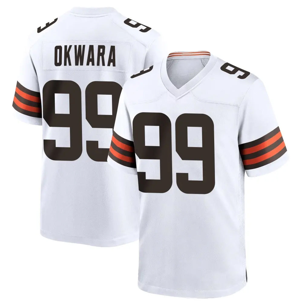 Blackjersey C.Browns #99 Julian Okwara Player White Home Game Stitched Jerseys