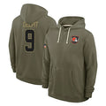 Blackjersey C.Browns #9 Grant Delpit Player Olive Salute to Service Pullover Hoodies Limited Stitched Jerseys