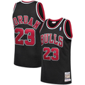 Blackjersey C.Bulls #23 Michael Jordan Mitchell & Ness Black 199798 Hardwood Classics Authentic Jerseys